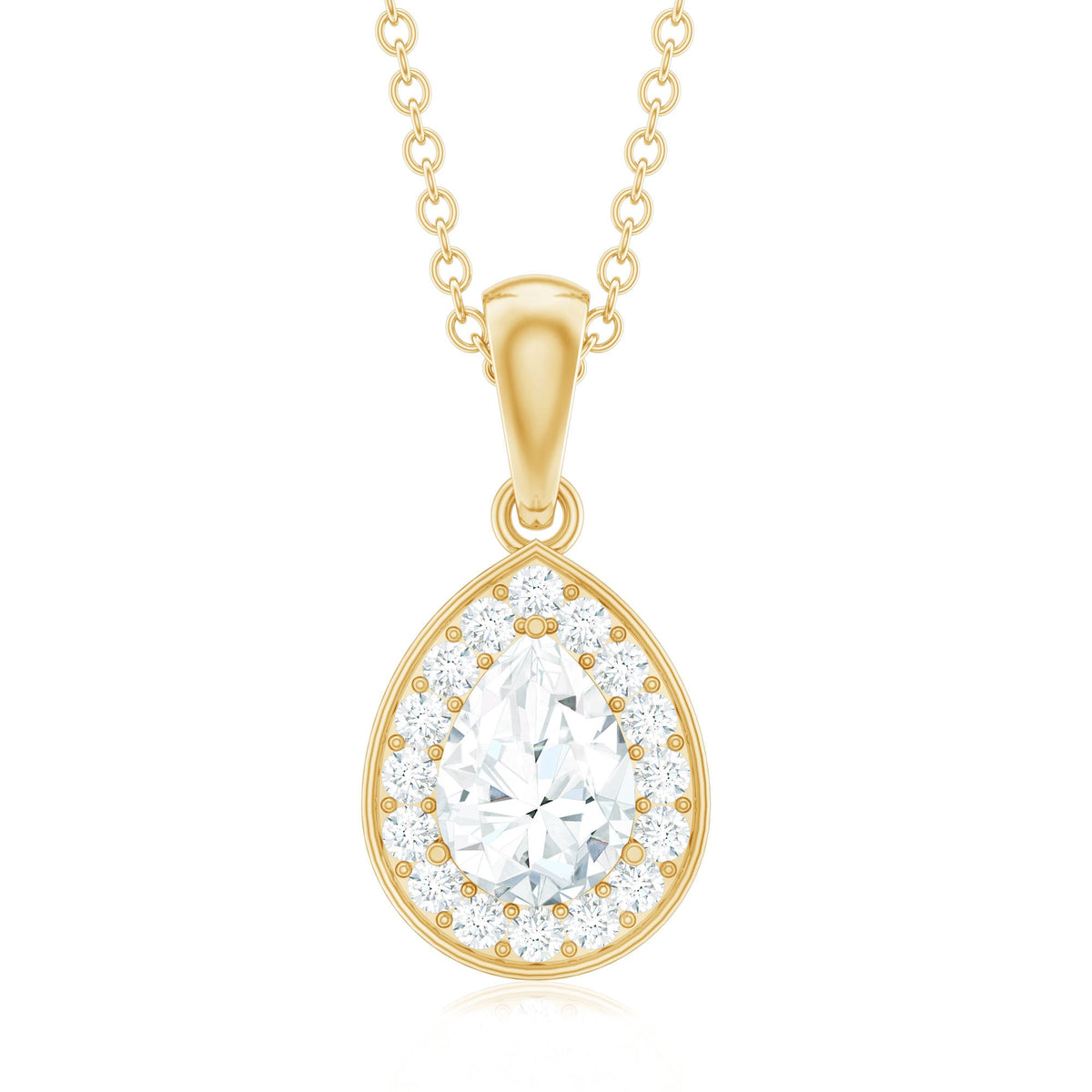 Minimal Lab Grown Diamond Teardrop Halo Pendant