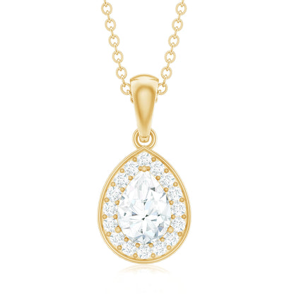 Minimal Lab Grown Diamond Teardrop Halo Pendant