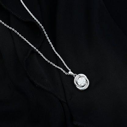 Certified 2 Ct Moissanite Swirl Necklace with Silver Chain