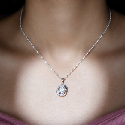 Certified 2 Ct Moissanite Swirl Necklace with Silver Chain