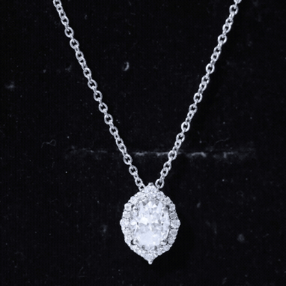 Certified 6X8 MM Oval Moissanite Cocktail Pendant Necklace