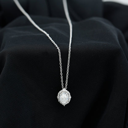 Certified 6X8 MM Oval Moissanite Cocktail Pendant Necklace