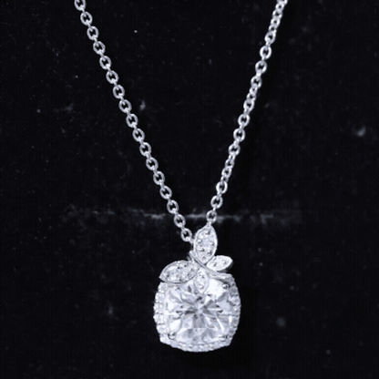 Certified 3 Carat Moissanite Designer Necklace with Silver Chain