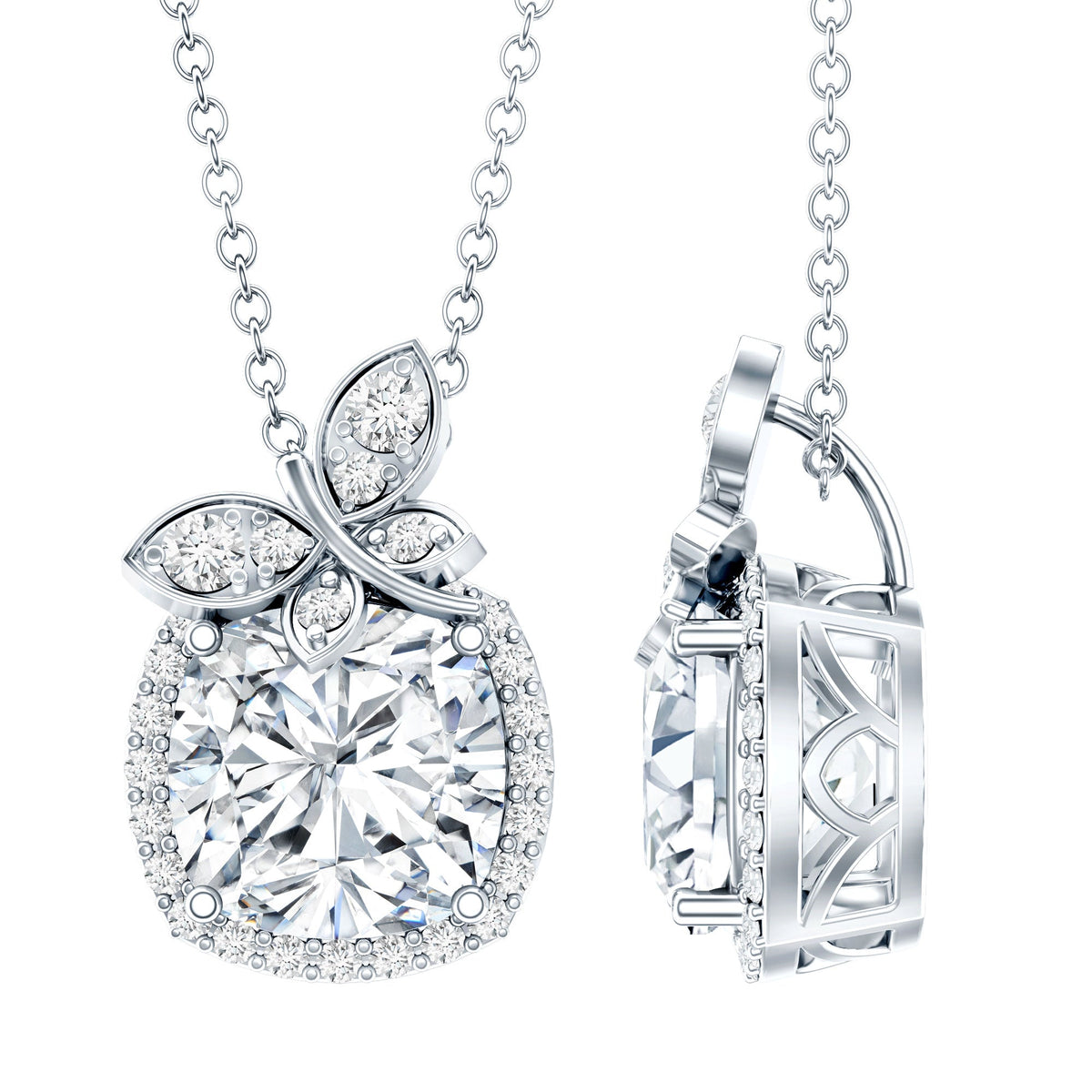 Certified 3 Carat Moissanite Designer Necklace with Silver Chain
