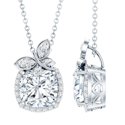 Certified 3 Carat Moissanite Designer Necklace with Silver Chain