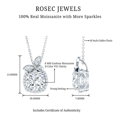 Certified 3 Carat Moissanite Designer Necklace with Silver Chain