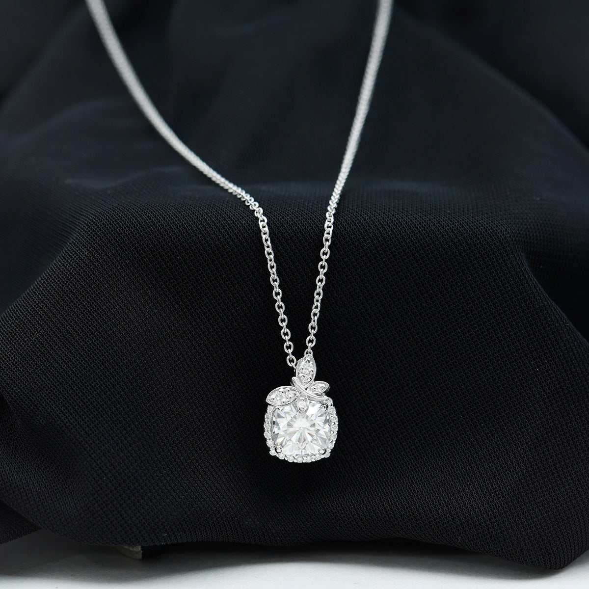 Certified 3 Carat Moissanite Designer Necklace with Silver Chain