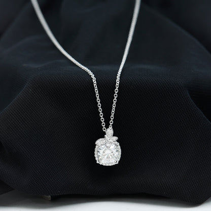 Certified 3 Carat Moissanite Designer Necklace with Silver Chain