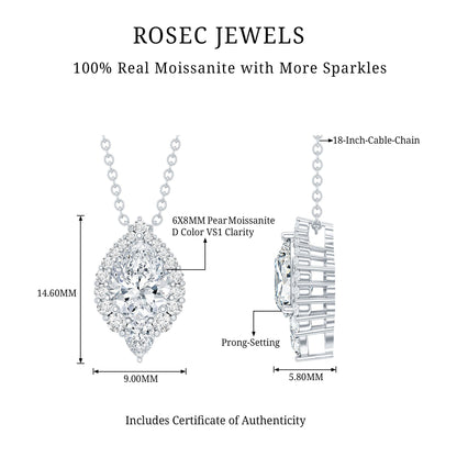 Certified 1.3 Carat Moissanite Teardrop Necklace for Wedding