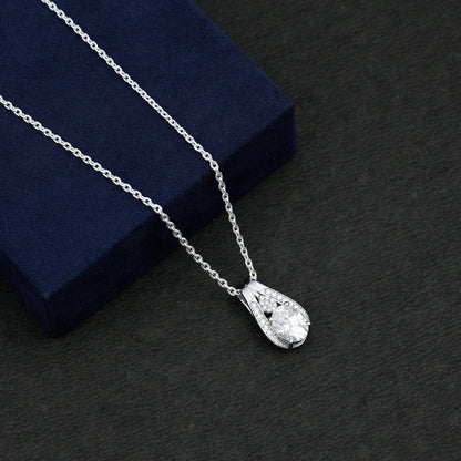 Certified 2 Carat Oval Moissanite Teardrop Pendant for Wedding