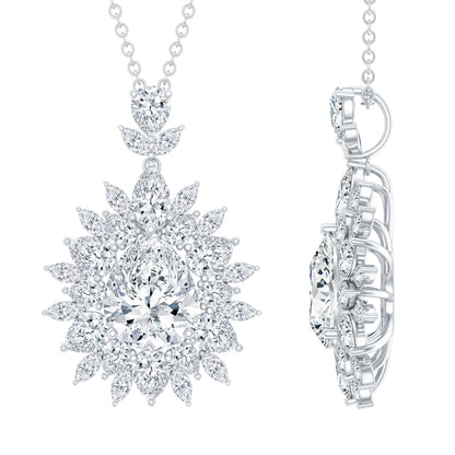 Moissanite Designer Pendant Necklace With Silver Chain