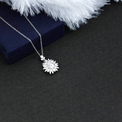 Moissanite Designer Pendant Necklace With Silver Chain