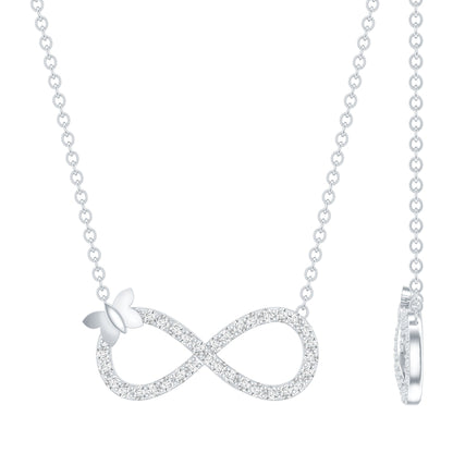 Certified Pave Set Moissanite Infinity Necklace with Butterfly