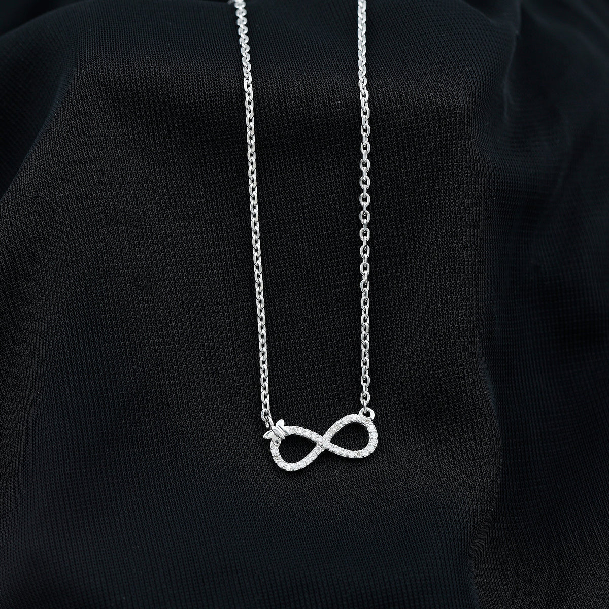 Certified Pave Set Moissanite Infinity Necklace with Butterfly