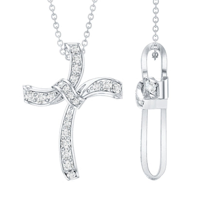 Certified Moissanite Unique Cross Necklace in Sterling Silver