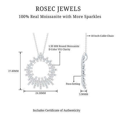 Womens Moissanite Designer Cocktail Necklace With Silver Chain