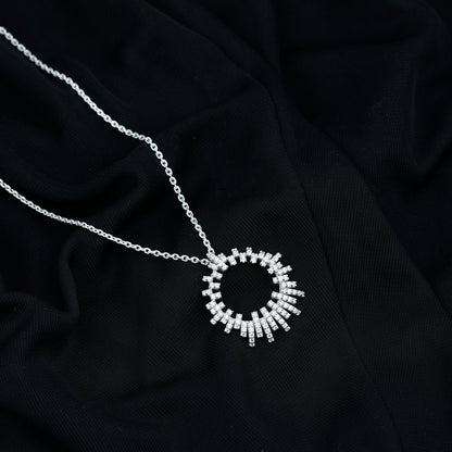 Womens Moissanite Designer Cocktail Necklace With Silver Chain