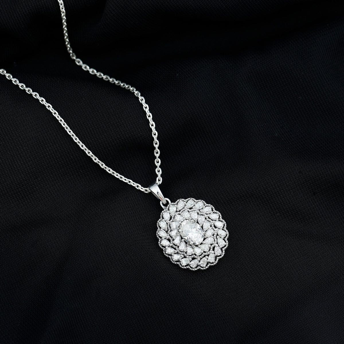 Certified 1.29 Carat Oval Moissanite Bridal Statement Necklace with Chain