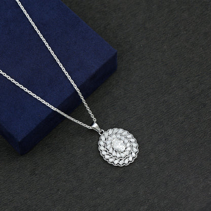Certified 1.29 Carat Oval Moissanite Bridal Statement Necklace with Chain