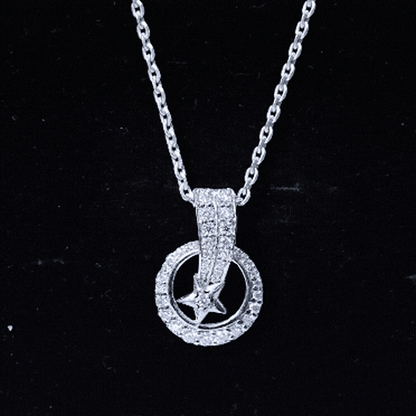 Certified Moissanite Shooting Star Pendant with Silver Chain