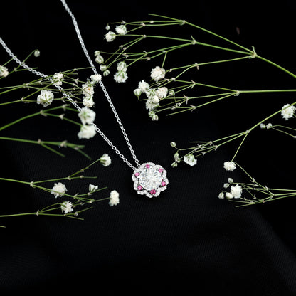 Certified 2 Carat Moissanite Statement Necklace with Lab Ruby