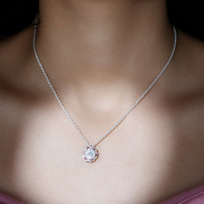 Certified 2 Carat Moissanite Statement Necklace with Lab Ruby