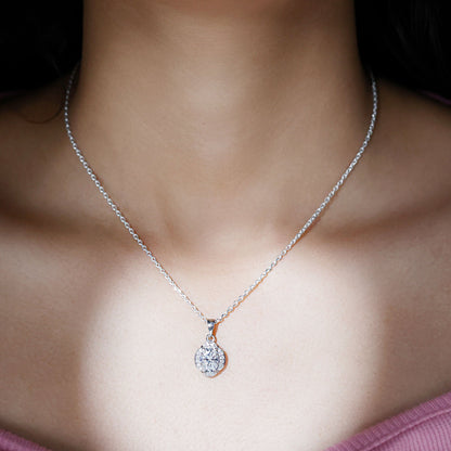 Moissanite Art Deco Necklace with Silver Chain