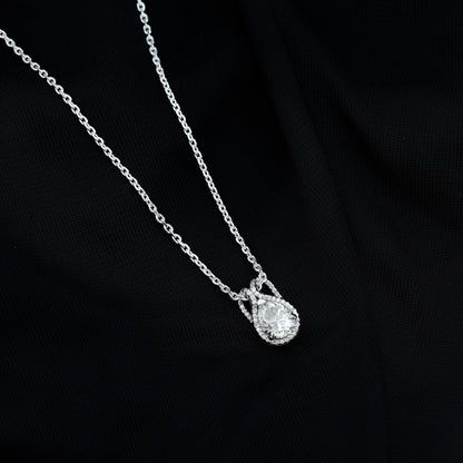 Certified 1.4 Carat Moissanite Teardrop Wedding Necklace with Silver Chain