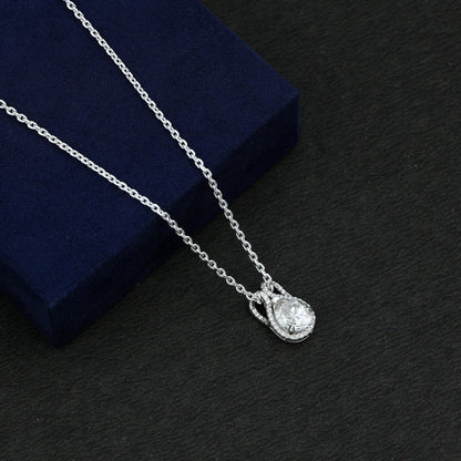 Certified 1.4 Carat Moissanite Teardrop Wedding Necklace with Silver Chain