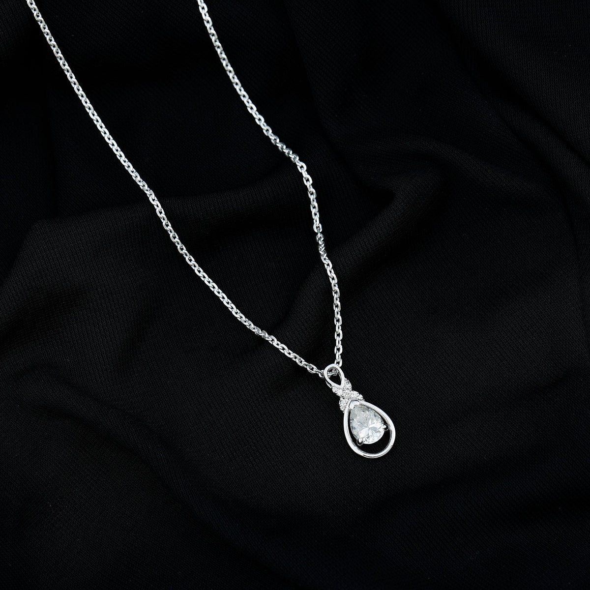 Certified 1.3 Carat Moissanite Bridal Drop Necklace with Silver Chain