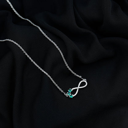 Lab Created Emerald and Moissanite Infinity Necklace with Chain