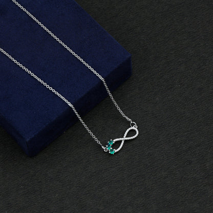Lab Created Emerald and Moissanite Infinity Necklace with Chain