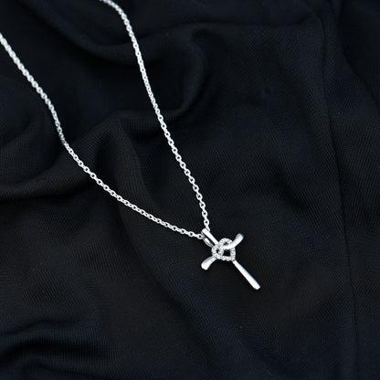 Certified Moissanite Cross Heart Pendant Necklace with Silver Chain