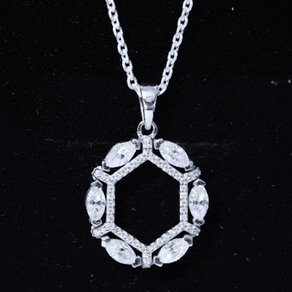 Womens Moissanite Designer Eternity Necklace with Silver Chain