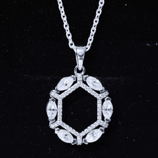 Womens Moissanite Designer Eternity Necklace with Silver Chain
