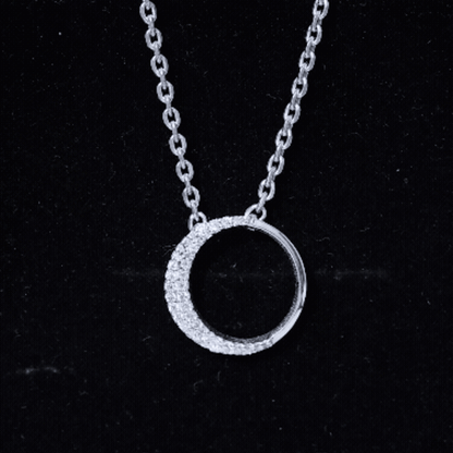 Moissanite Circle of Life Necklace with Silver Chain