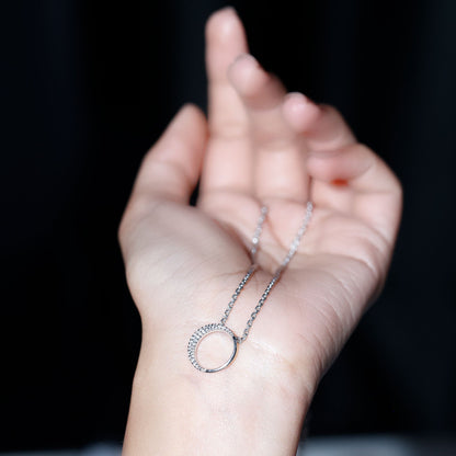 Moissanite Circle of Life Necklace with Silver Chain