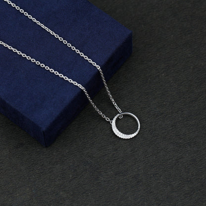 Moissanite Circle of Life Necklace with Silver Chain