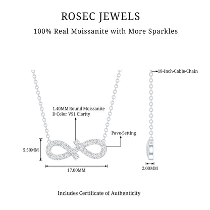Moissanite Infinity Stackable Necklace in 14K Gold Plated Silver