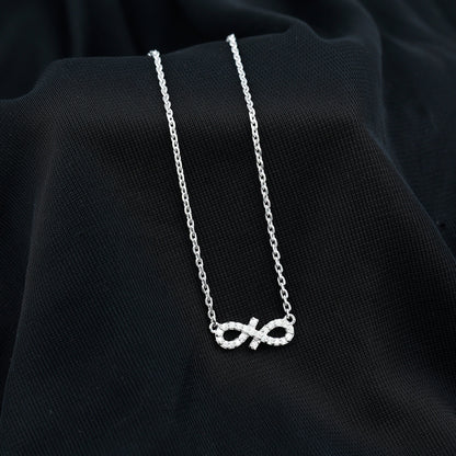 Moissanite Infinity Stackable Necklace in 14K Gold Plated Silver