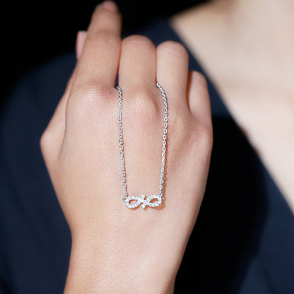 Moissanite Infinity Stackable Necklace in 14K Gold Plated Silver