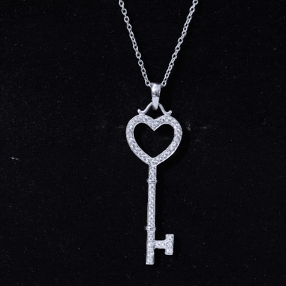 Certified Moissanite Key to My Heart Necklace