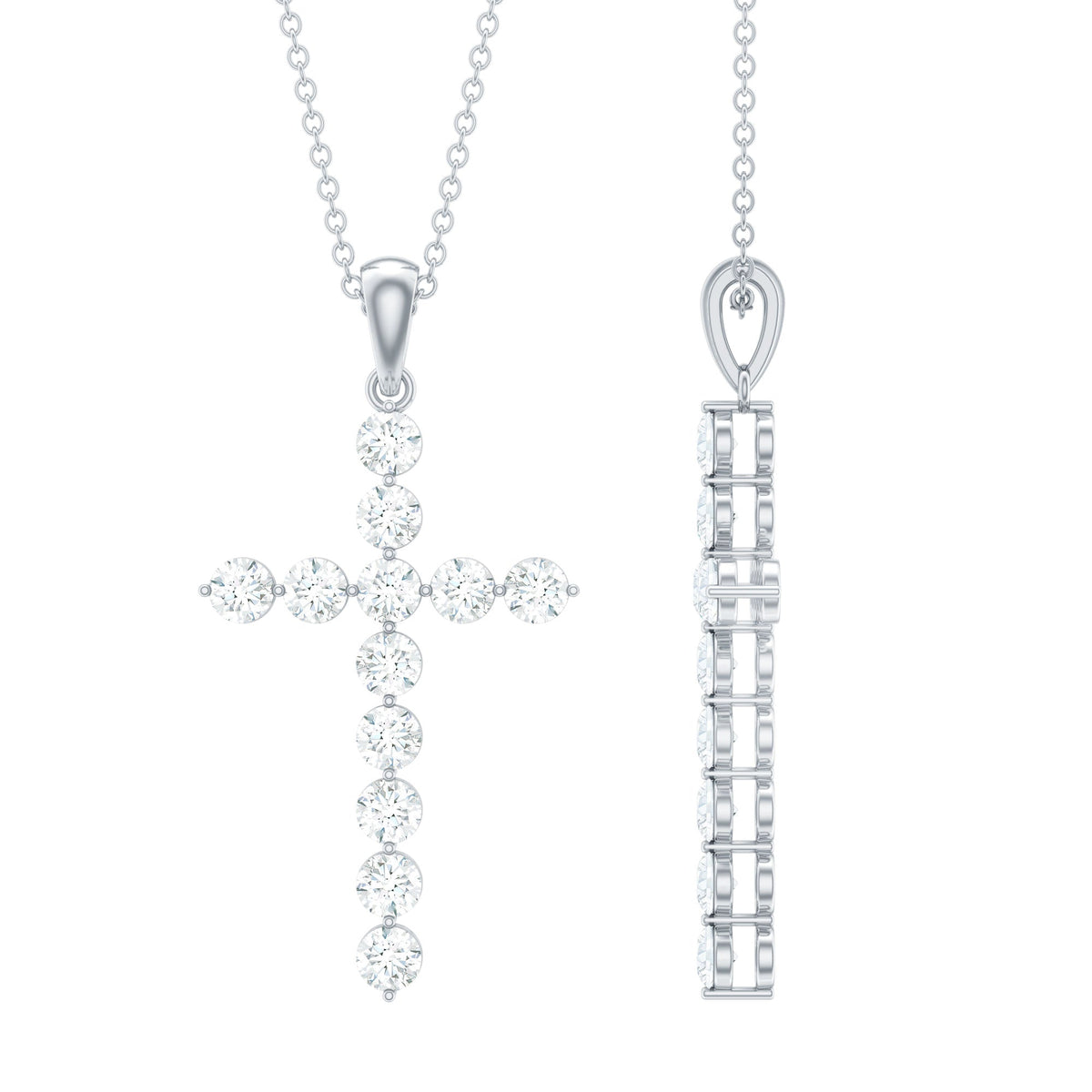 Certified Moissanite Cross Pendant Necklace