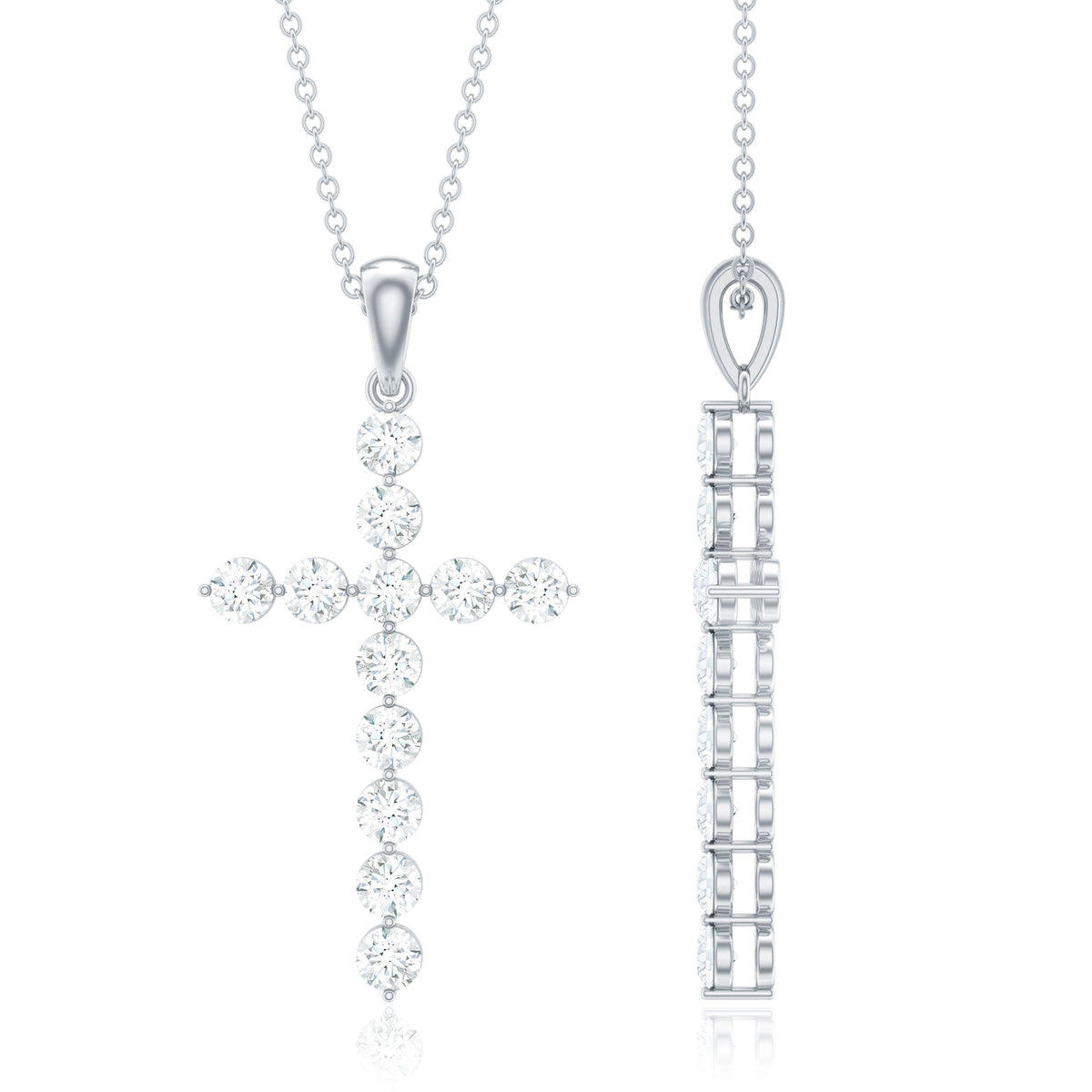 Certified Moissanite Cross Pendant Necklace