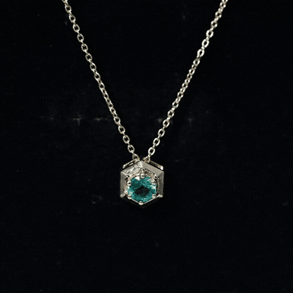 0.4 Carat Solitaire Emerald Hexagon Pendant Necklace