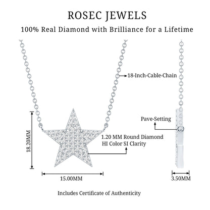 Diamond Star Pendant Necklace in Pave Setting