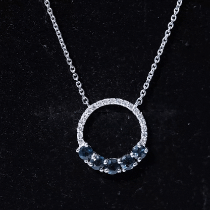 Natural London Blue Topaz and Diamond Eternity Necklace