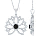 Natural Black Onyx Flower Pendant Necklace for Women