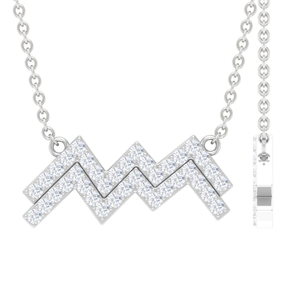 Certified Lab Grown Diamond Zodiac Aquarius Sign Necklace