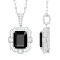Vintage Inspired 3.4 Carat Emerald Cut Synthetic Black Diamond Pendant Necklace